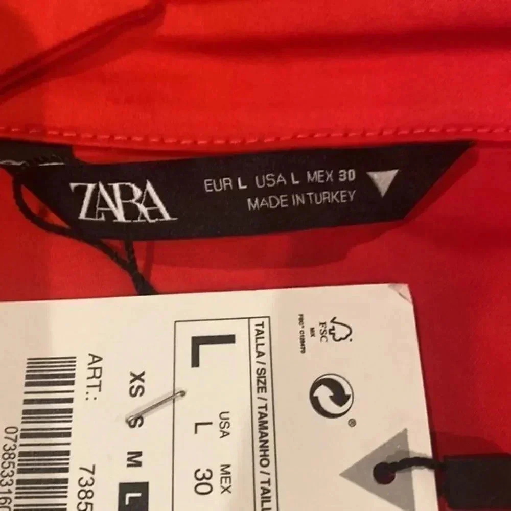 NWT ZARA SS21 POPLIN SHIRT DRESS RED 7385/331 - Picture 8 of 8